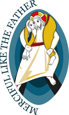 This is the logo for the Holy Year of Mercy, which opens Dec. 8 and runs until Nov. 20, 2016. (CNS/courtesy of Pontifical Council for Promoting New Evangelization) Christ carries a sinner over his shoulders as a shepherd would carry a sheep.